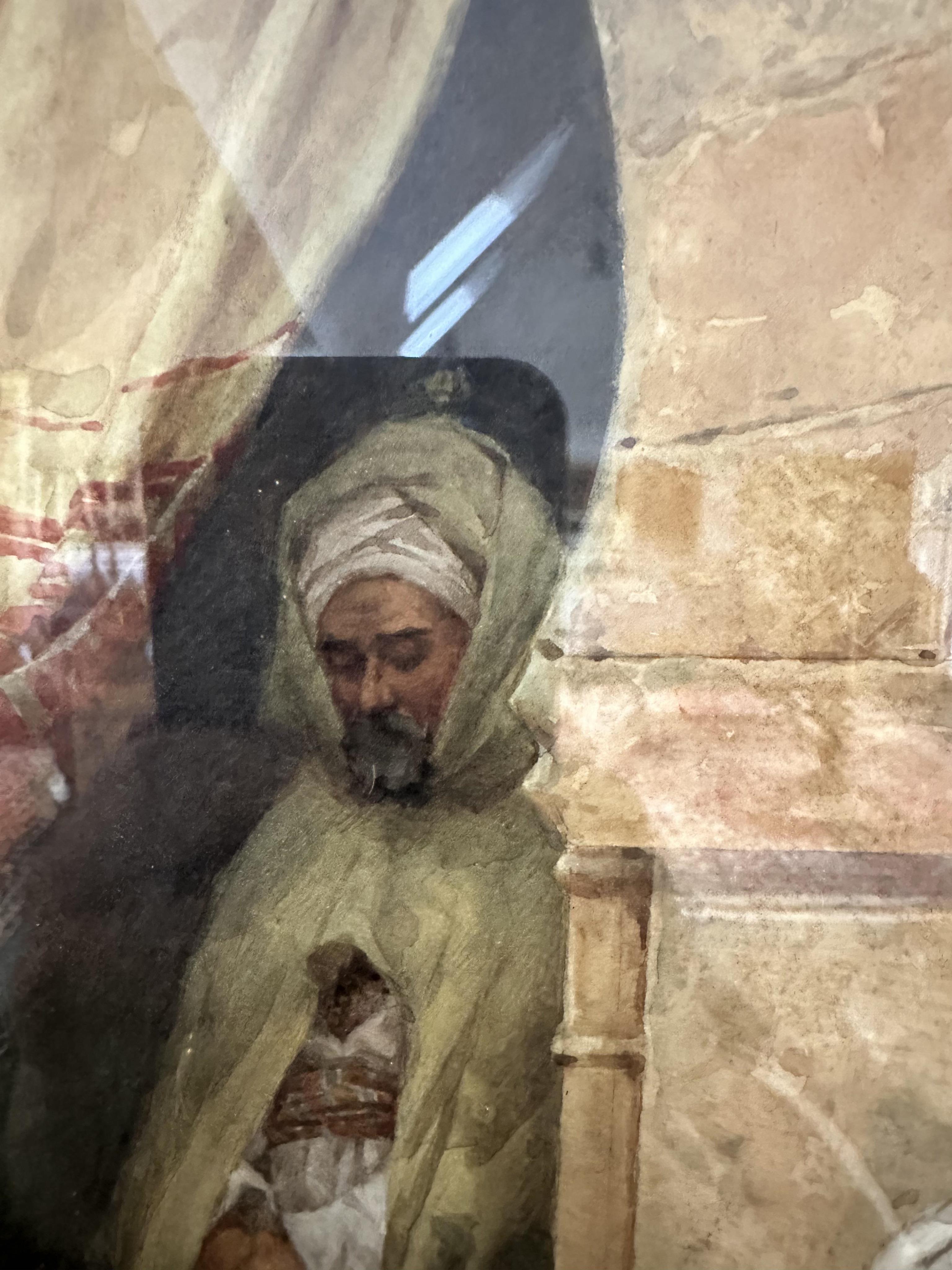 Giulio Rosati, Italian 1858-1917, Orientalist study, figures before an archway